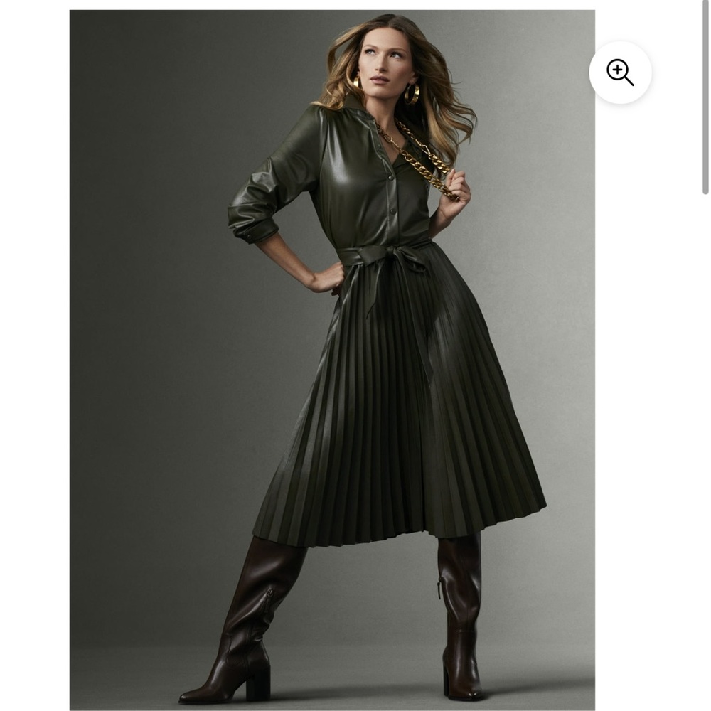 Faux leather pleated dress stunning for the fall NWT